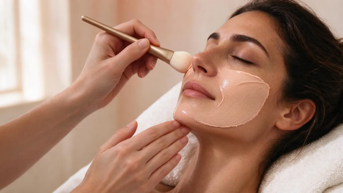 Maschera viso applicata con il pennello durante un trattamento